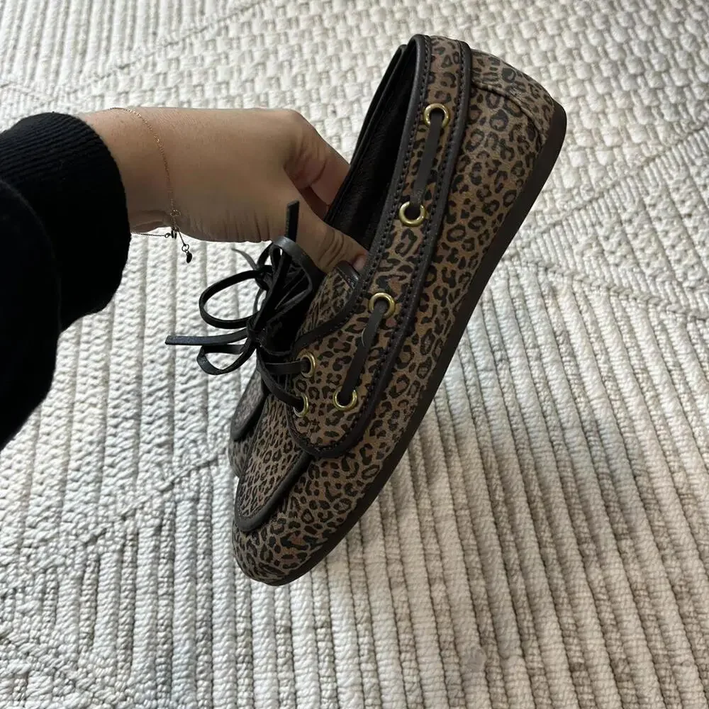 Jeffrey Campbell Boast Boat Shoe in Tan Black Cheetah Suede